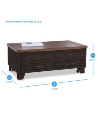 Steve Silver Bear Creek 46" Lift-Top Cocktail Table with Casters