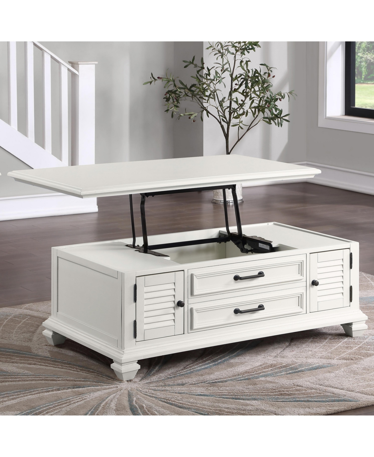 Steve Silver Charlestown Wide Wooden Farmhouse Lift Top Coffee Table