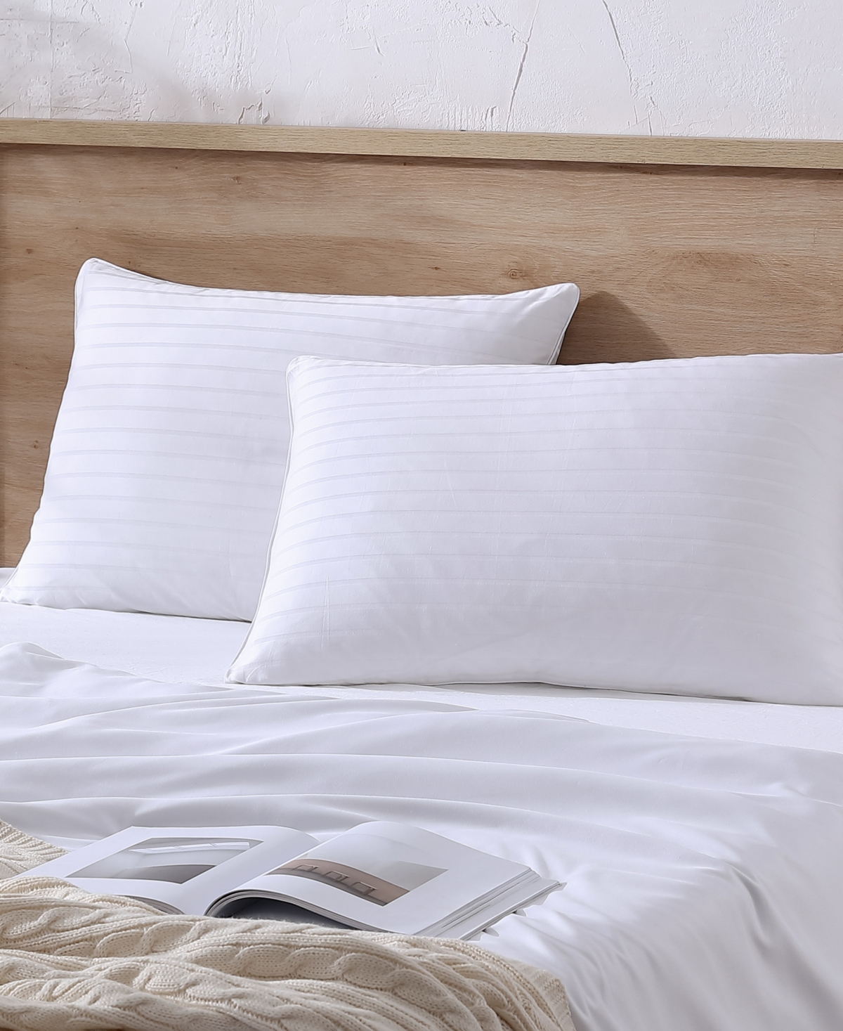 Dkny City Stripe Cotton 2 Piece Pillow Set, Standard/queen In White