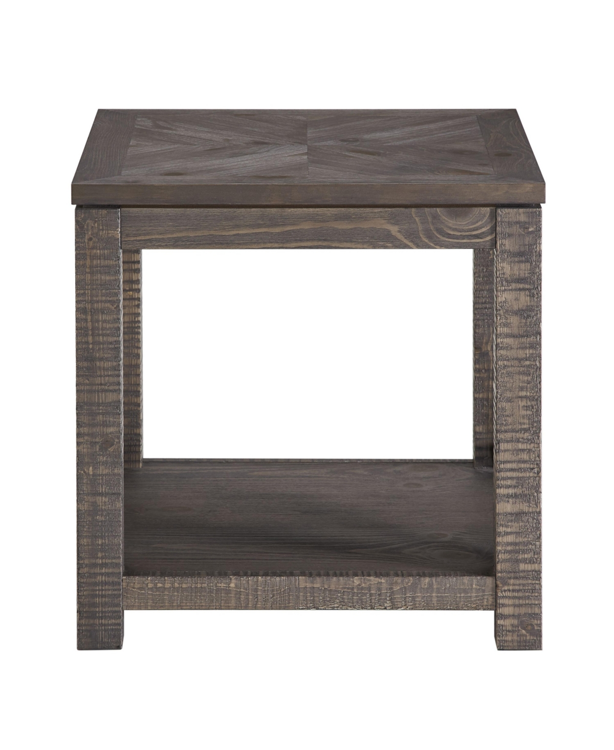 Steve Silver Dexter Square Wooden End Table - Driftwood with Ruff-Hewn Distressing