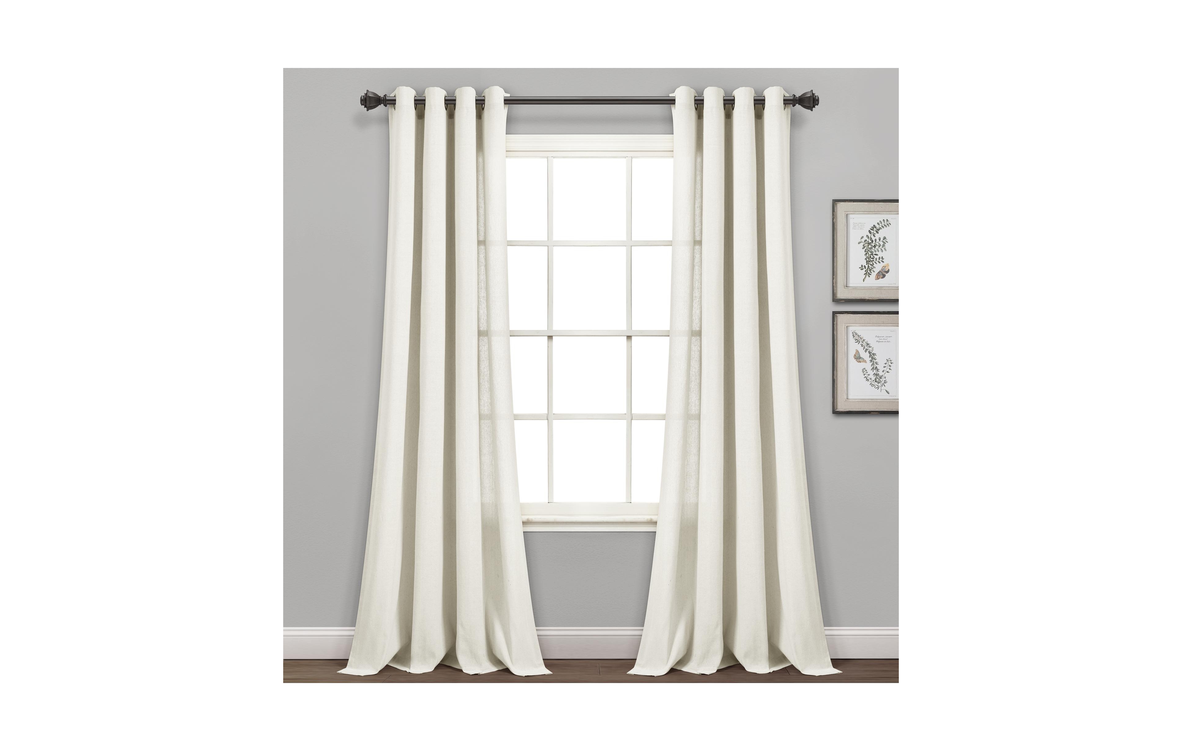Lush Decor Faux Linen Grommet Window Curtain Panel Pair 52"W x 84"L Dark Linen - Linen Curtains For Bedroom