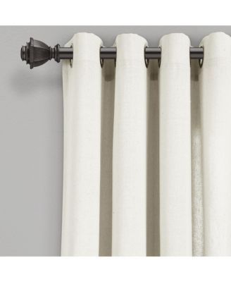 Lush Decor Faux Linen Grommet Window Curtain Panel Pair 52"W x 84"L Dark Linen - Linen Curtains For Bedroom - Neutral Curtains For Living Room