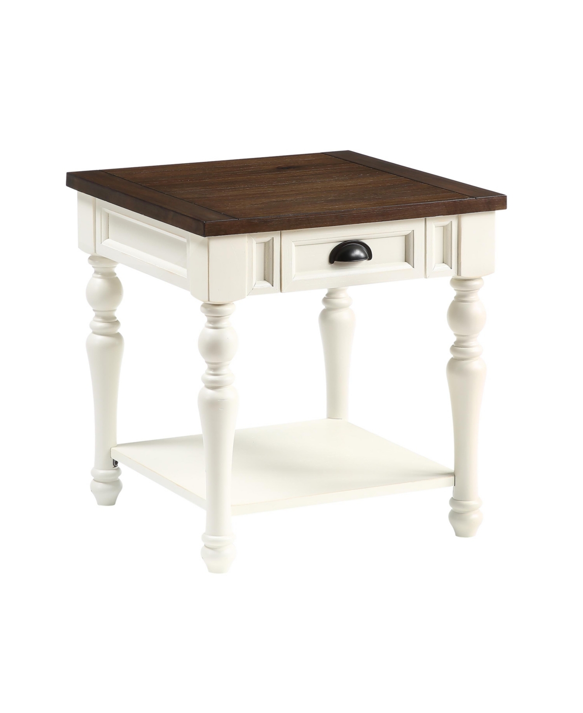 Steve Silver Joanna 22" Wooden End Table In Ivory And Mocha