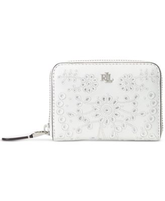 Lauren Ralph Lauren - Eyelet Embroidered Leather Zip Wallet