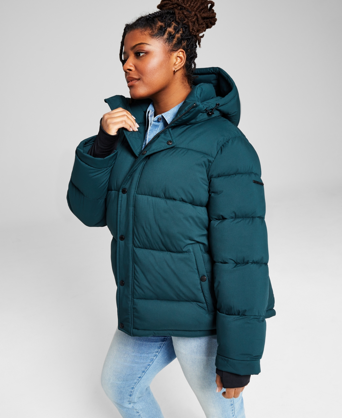 High low puffer coat cheap