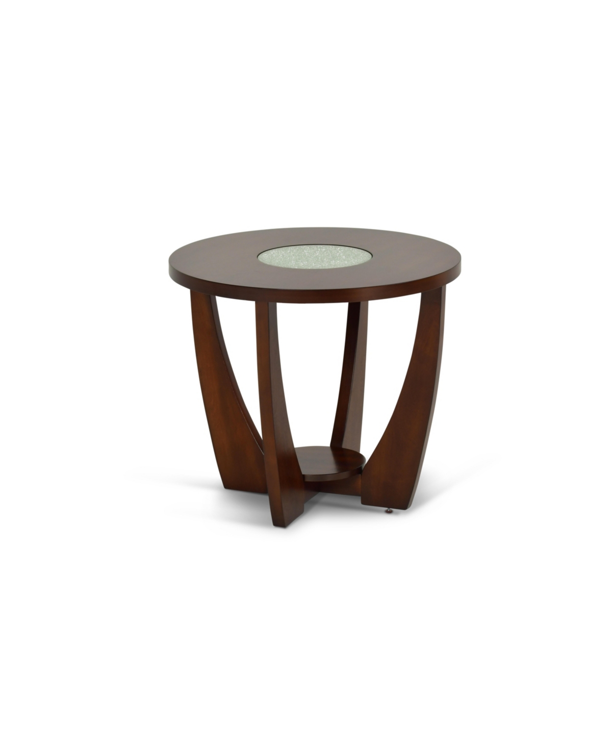 Steve Silver Rafael 25.5" Round Merlot Wood End Table With Cracked Glass Insert In Merlot Cherry Finish