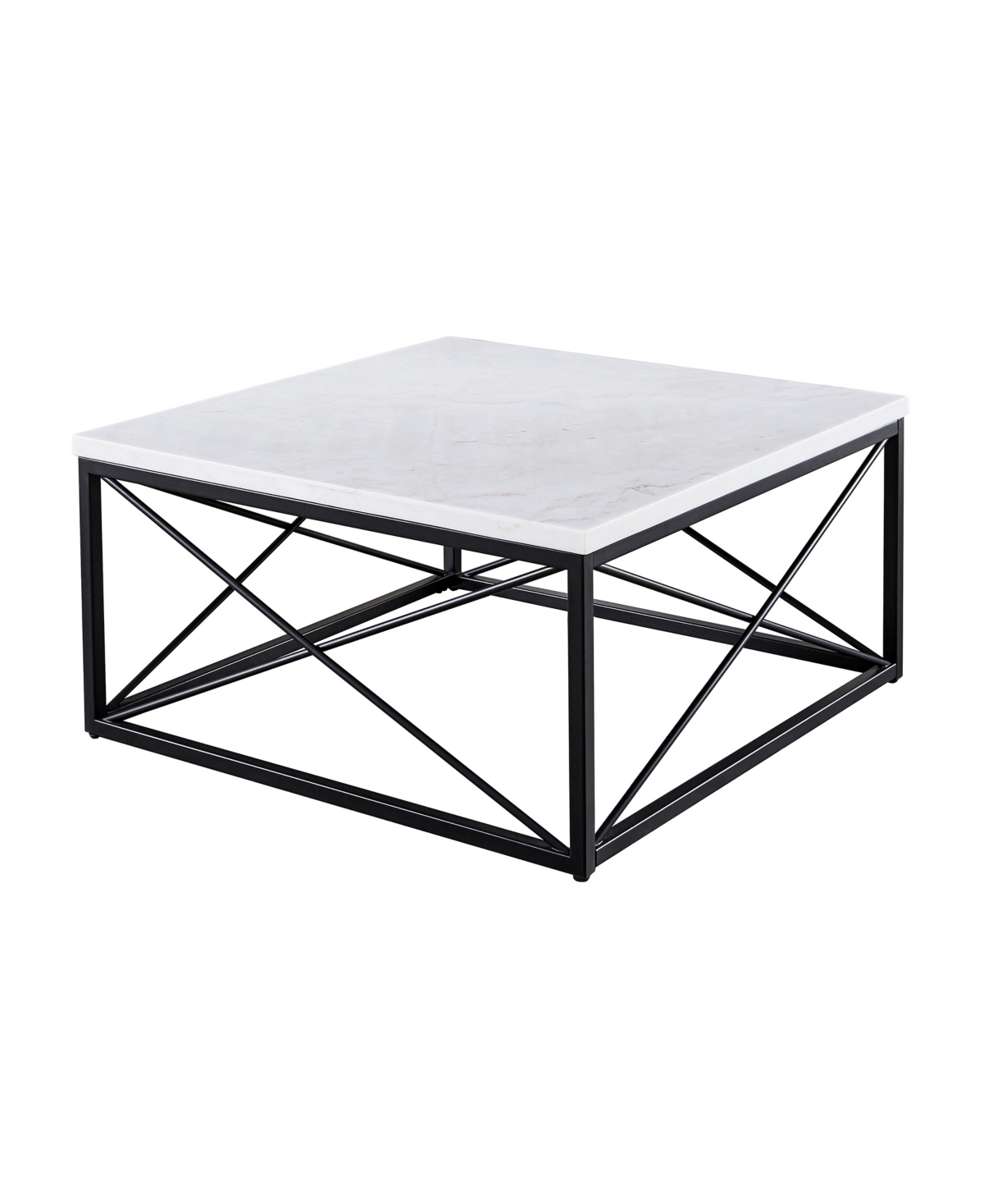Steve Silver Skyler 36" Square Marble And Metal Cocktail Table In Black