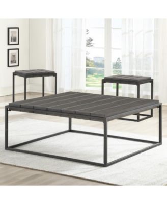 Steve Silver Tekoa 48" Square Wood and Iron Coffee Table