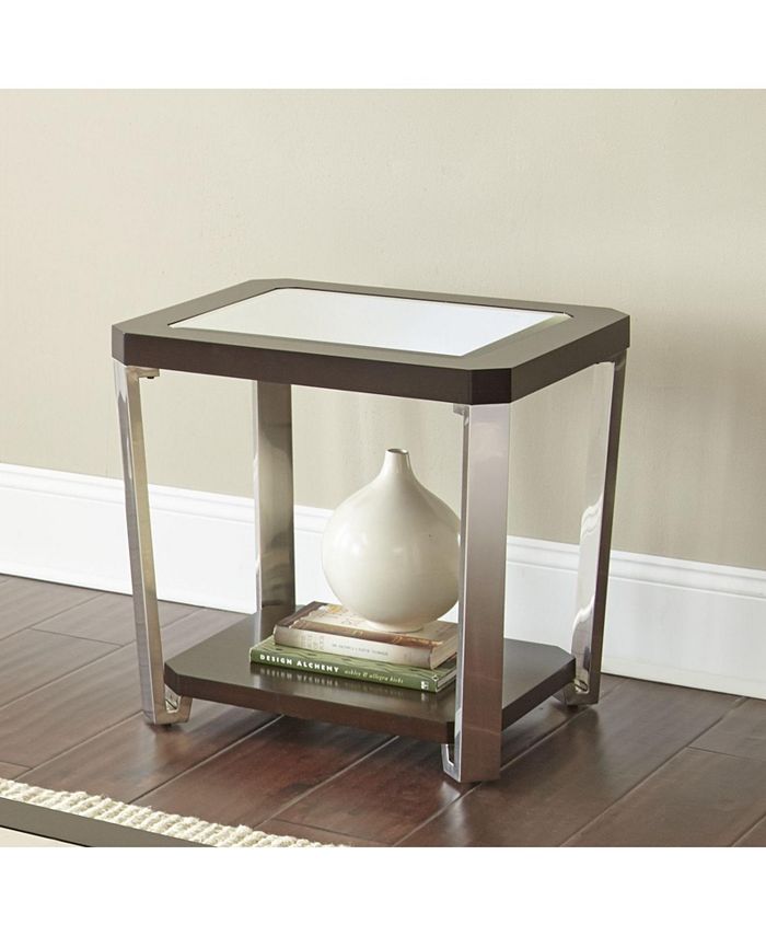 Furniture Steve Silver Truman 22" Wide Mirrored Top and Wood End Table