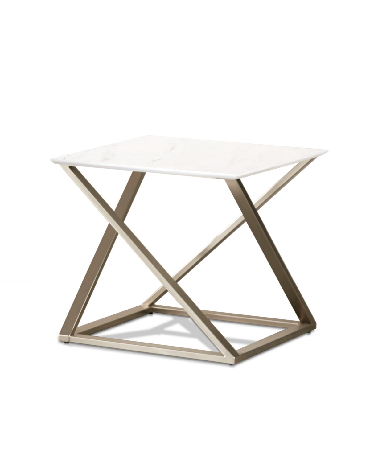 Steve Silver Zurich 24" Square Faux Marble And Matte Chrome End Table In White