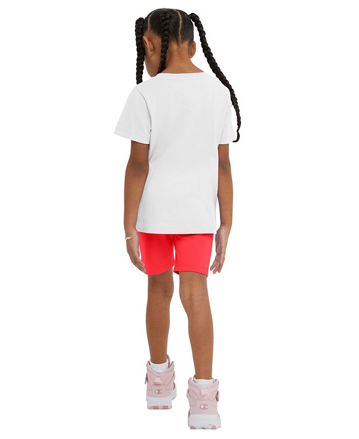 Little Girls Short Sleeve T shirt and Bike Shorts 2 Piece Set