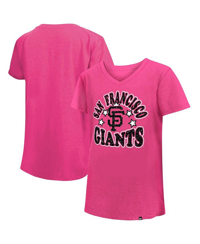 New Era Big Girls Pink San Francisco Giants Jersey Stars V-Neck T