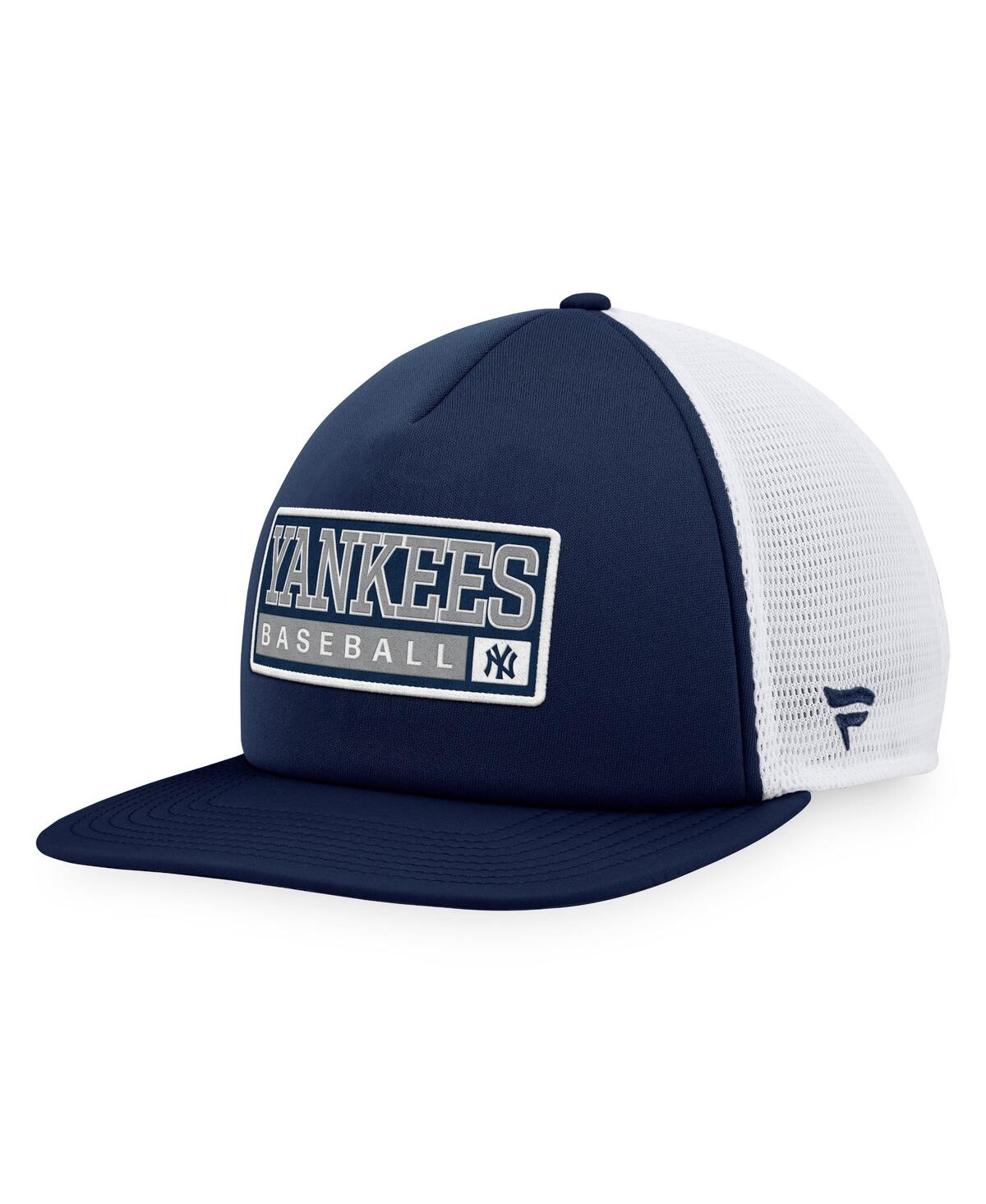Shop Majestic Men's  Navy, White New York Yankees Foam Trucker Snapback Hat In Navy,white
