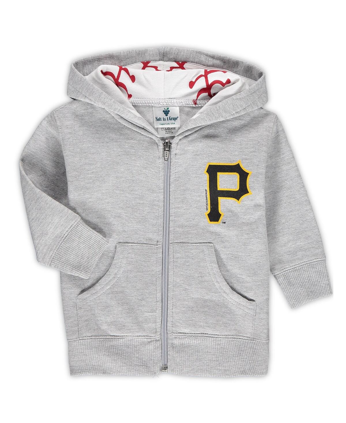 Shop Soft As A Grape Infant Boys And Girls  Heathered Gray Pittsburgh Pirates Baseball Print Full-zip Hood
