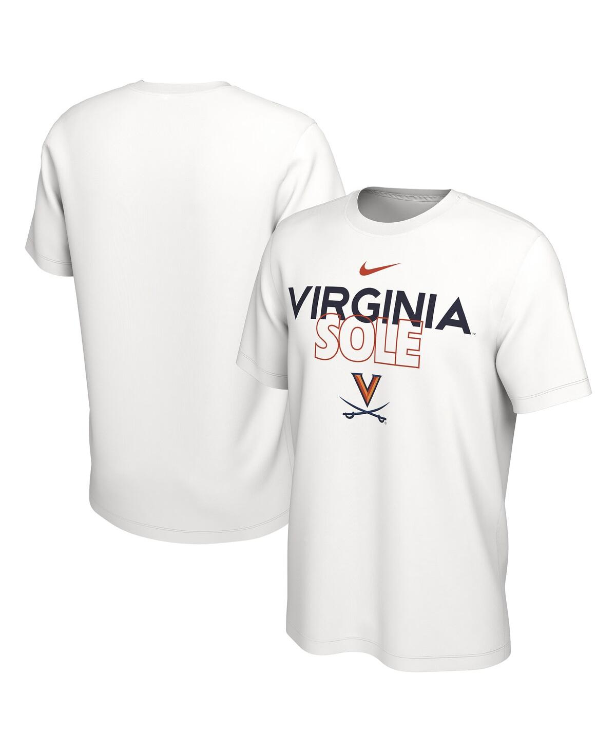 Shop Nike Men's  White Virginia Cavaliers On Court Bench T-shirt