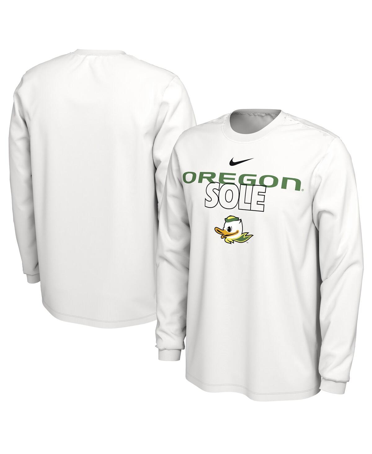 Shop Nike Men's  White Oregon Ducks On Court Long Sleeve T-shirt
