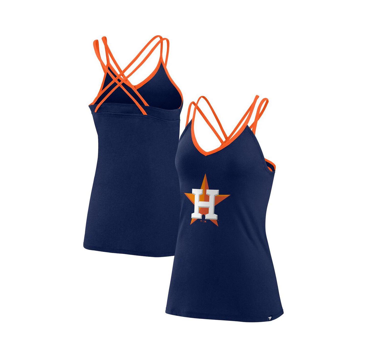 Women's Navy Houston Astros Barrel It Up Cross Back V-Neck Tank Top
