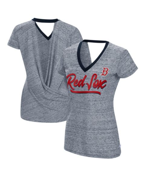 Женская футболка Touch Gray Boston Red Sox Halftime Back Wrap Top V-Neck