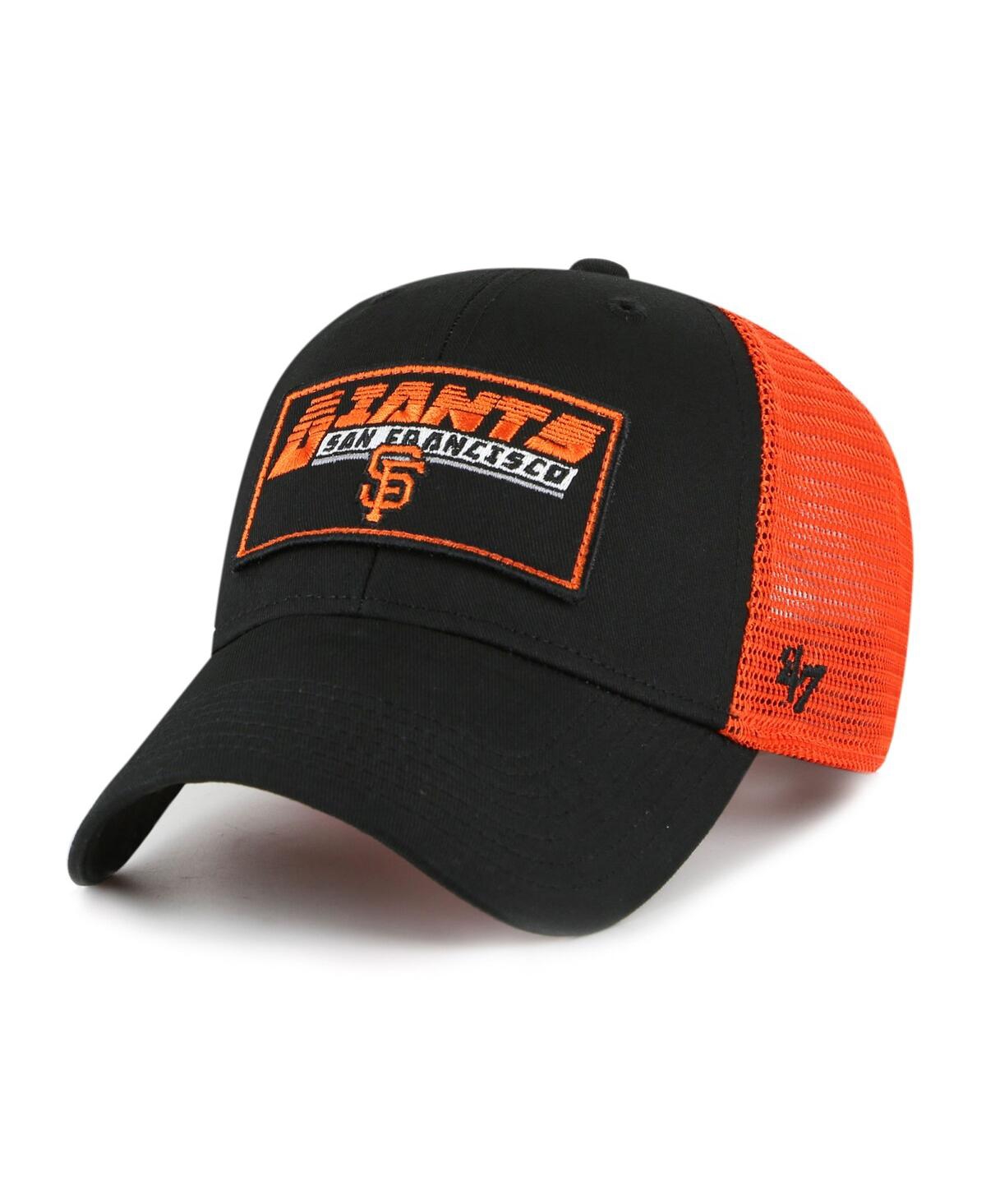 47 Brand Kids' Big Boys And Girls ' Black, Orange San Francisco Giants Levee Mvp Trucker Adjustable Hat In Black,orange