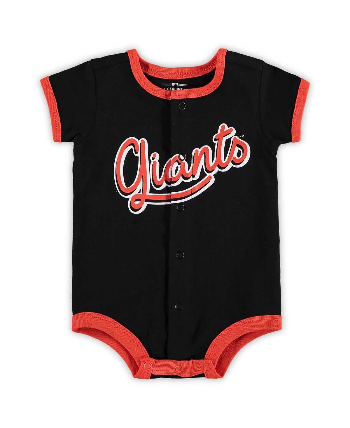 Shop Outerstuff Newborn And Infant Boys And Girls Black San Francisco Giants Stripe Power Hitter Romper