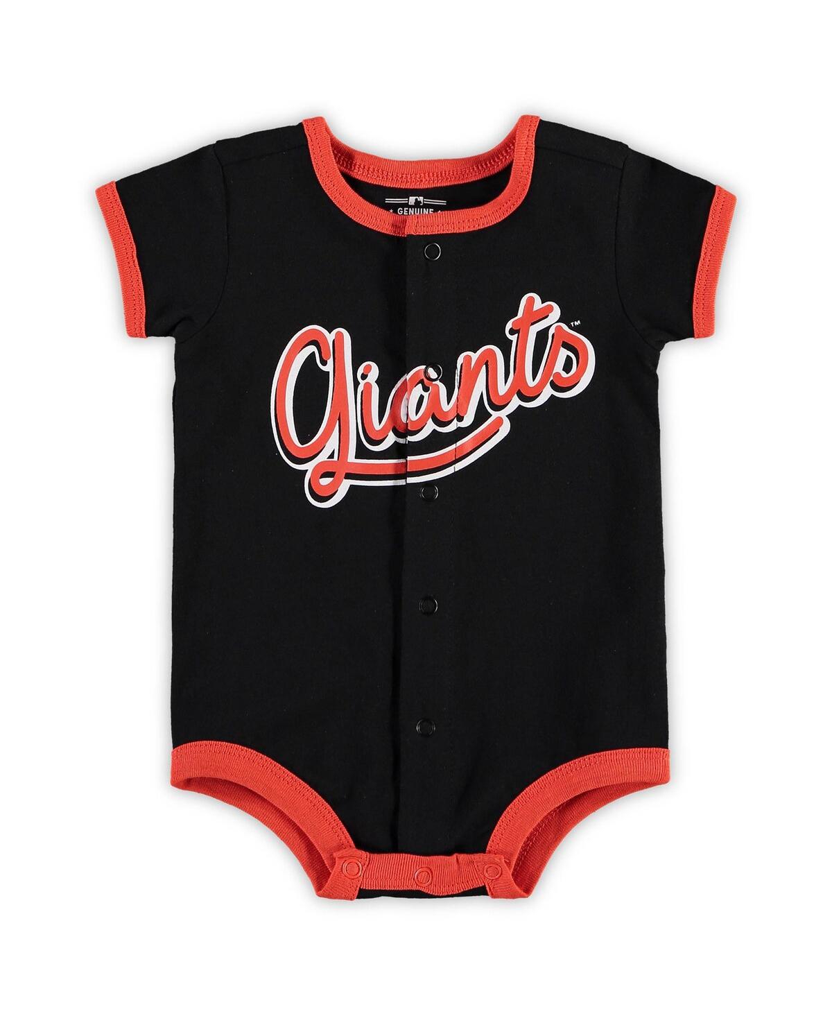 Outerstuff Newborn & Infant Black San Francisco Giants Stripe Power Hitter Romper In Black