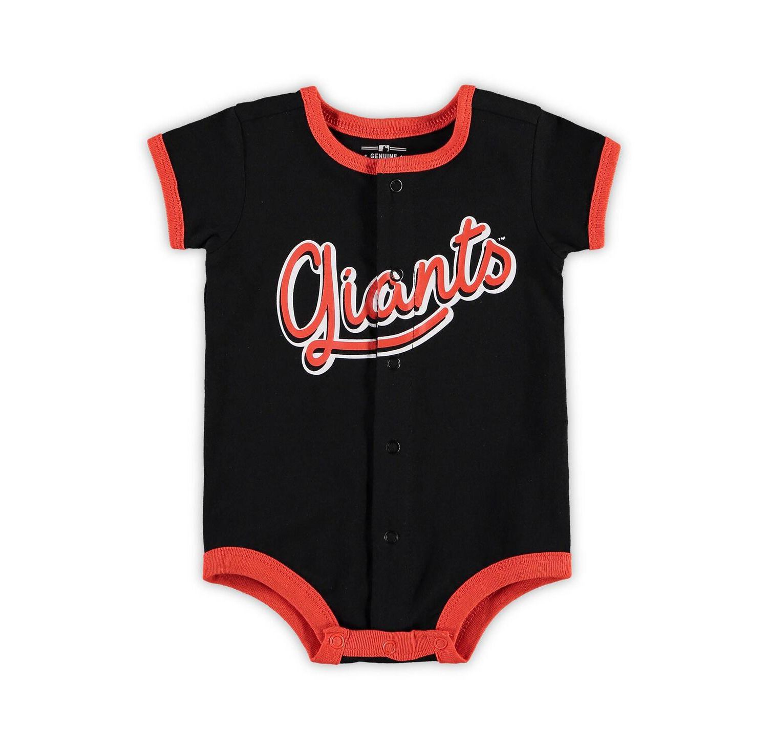 Newborn and Infant Boys and Girls Black San Francisco Giants Stripe Power Hitter Romper