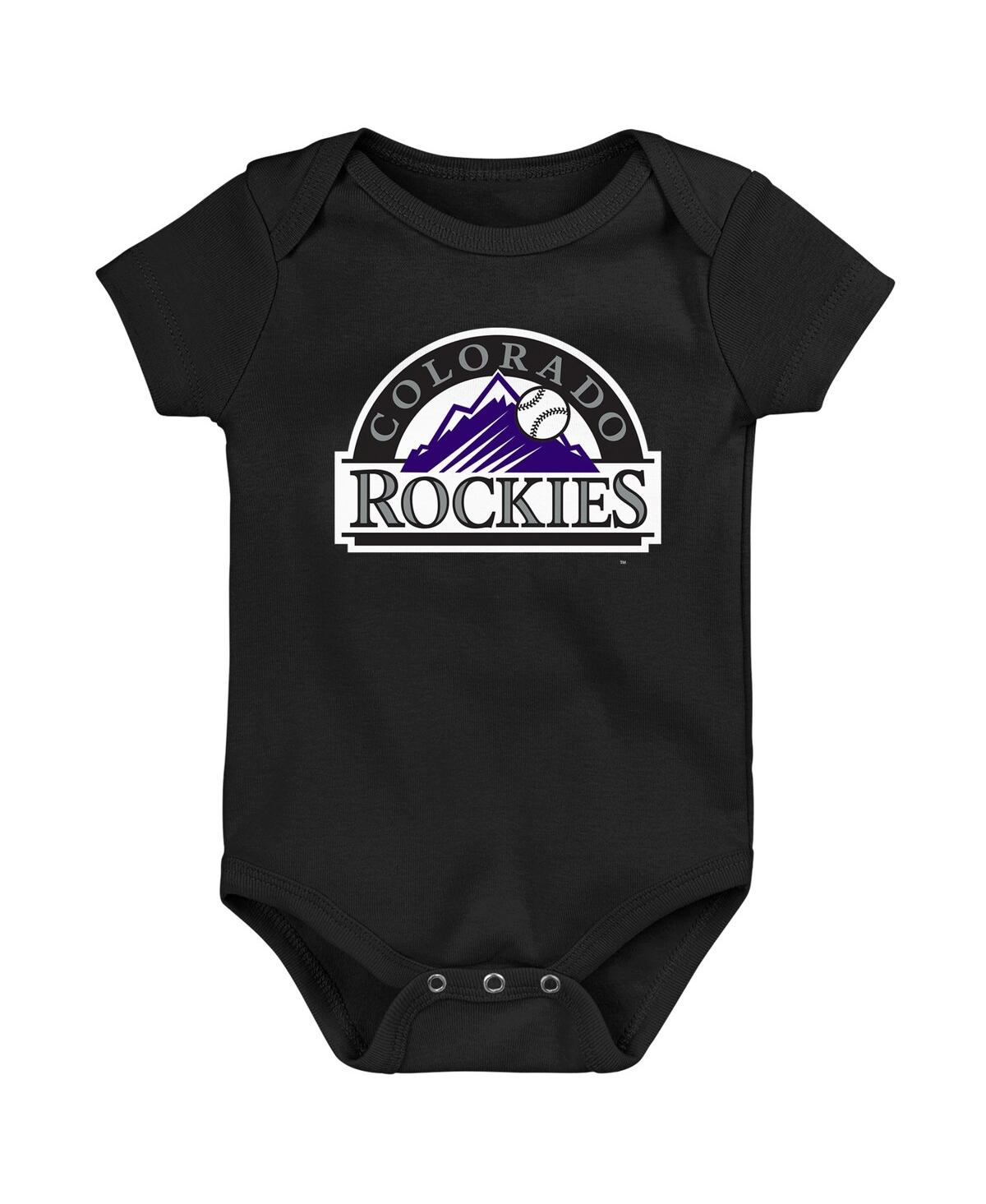 Outerstuff Babies' Newborn And Infant Boys And Girls Black Colorado Rockies Primary Team Logo Bodysuit