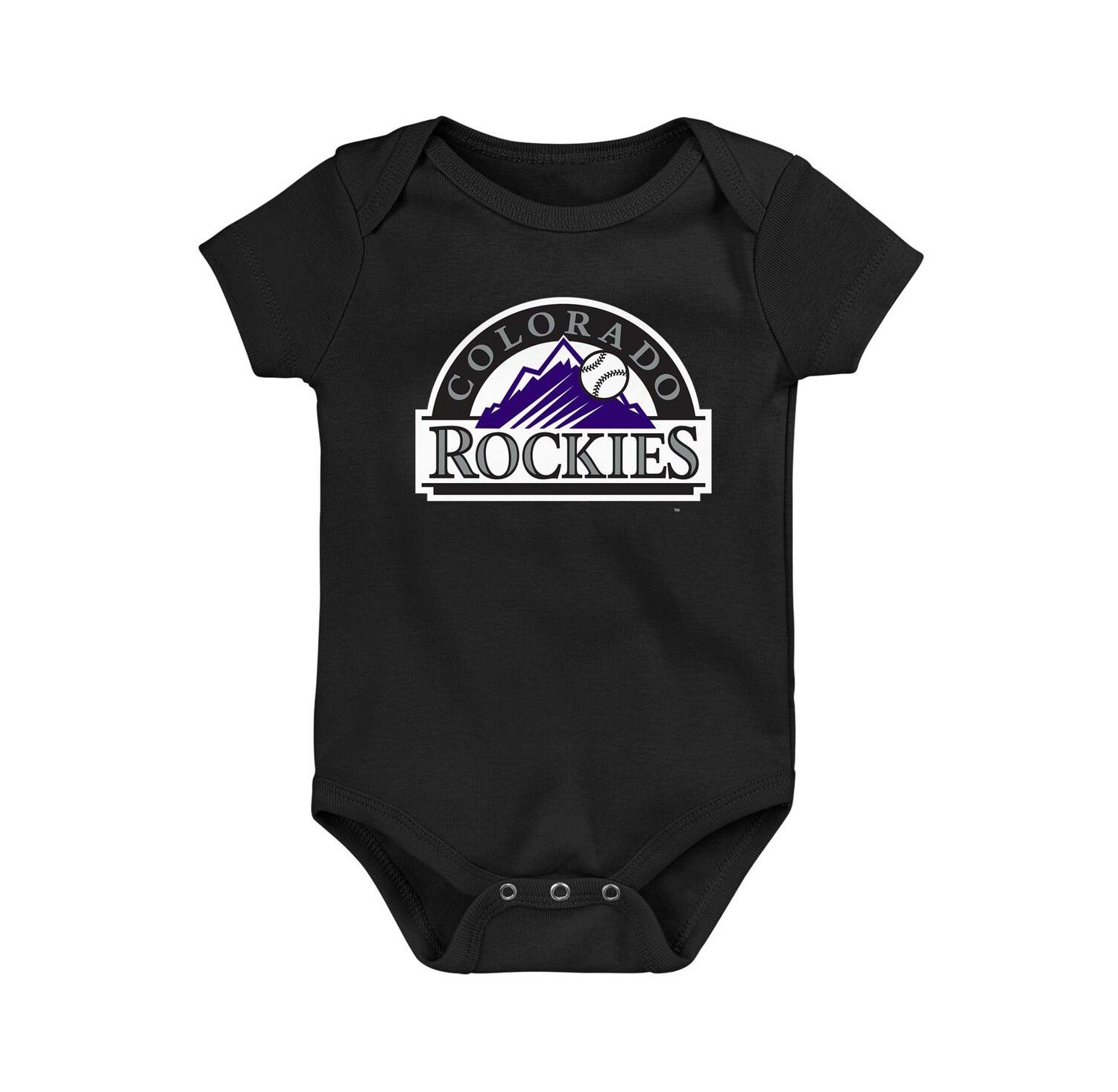 Newborn and Infant Boys and Girls Black Colorado Rockies Primary Team Logo Bodysuit