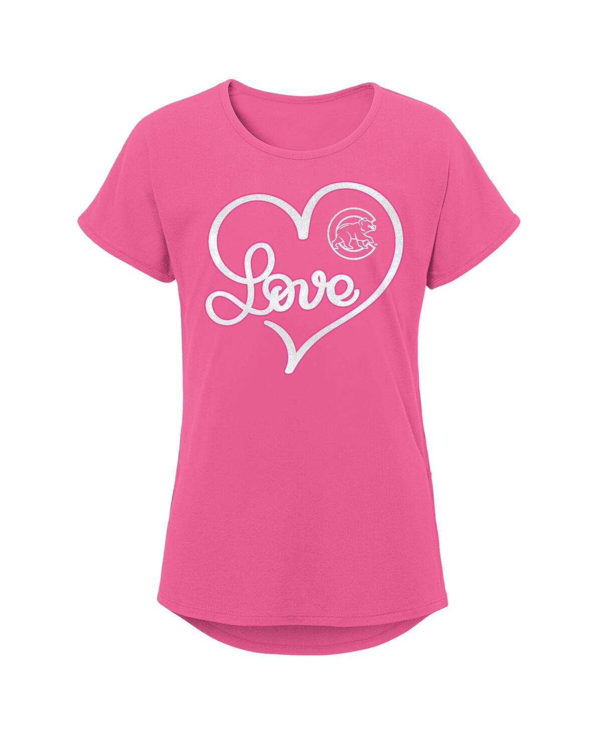 Shop Outerstuff Big Girls Pink Chicago Cubs Lovely T-shirt