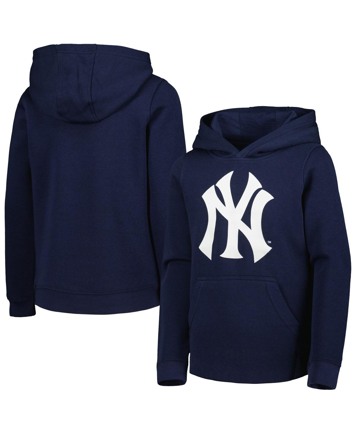 Shop Outerstuff Big Boys And Girls Navy New York Yankees Team Primary Logo Pullover Hoodie