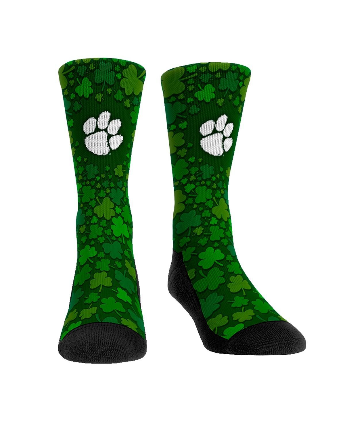 Men's and Women's Rock 'Em Socks Clemson Tigers St. Patrick's Day Shamrock Crew Socks - Green