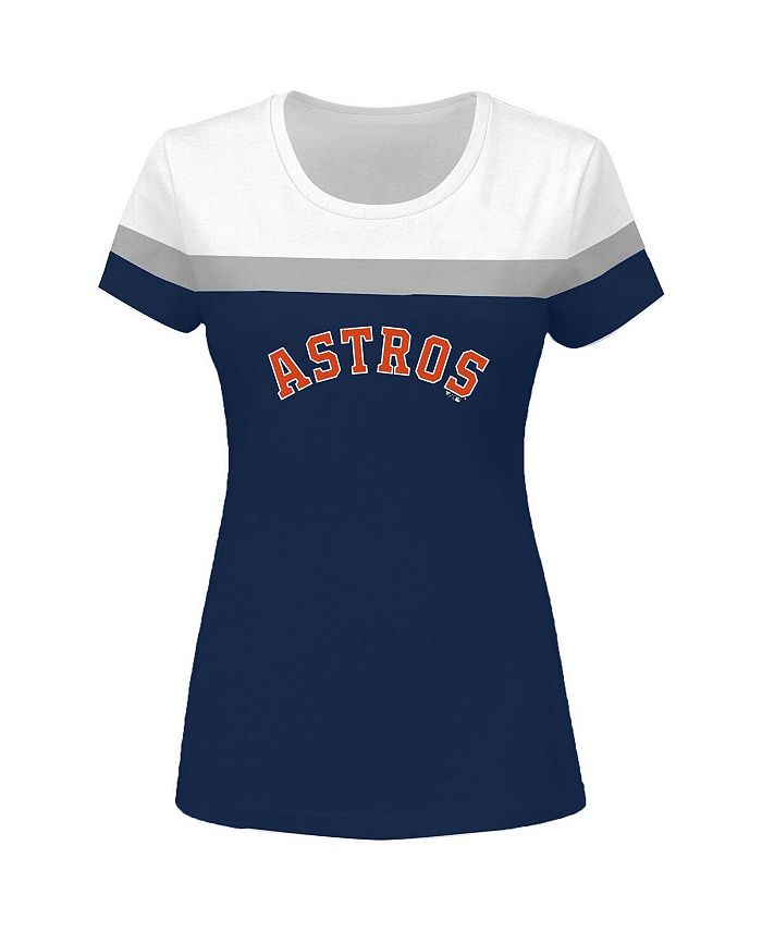 Profile Women's White and Navy Houston Astros Plus Size Colorblock T-shirt  - Macy's