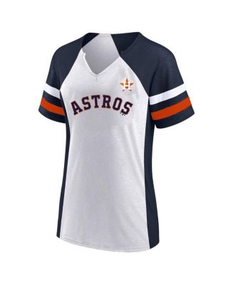 Women's Houston Astros White/Navy Plus Size Notch Neck T-Shirt