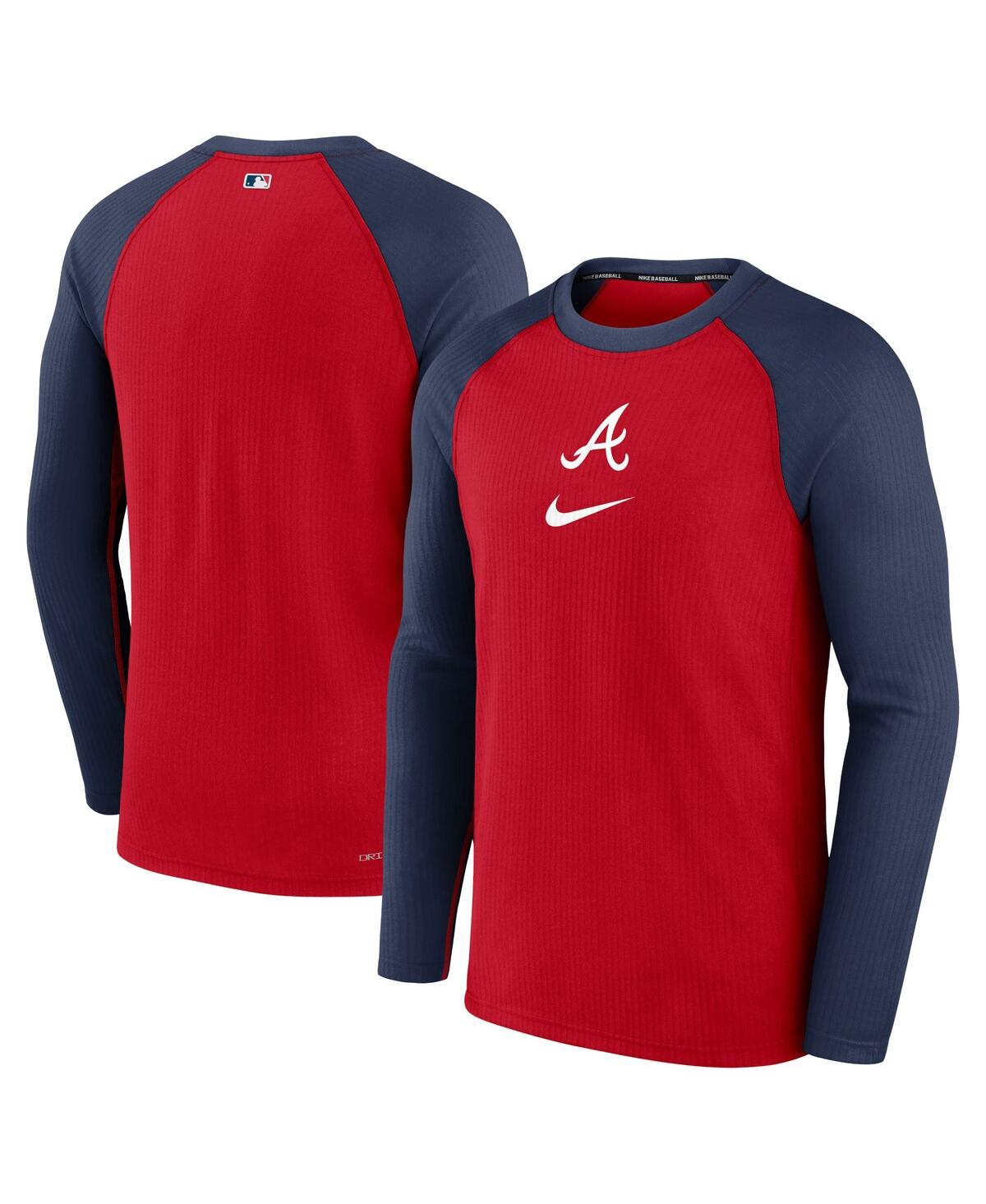 Shop Nike Men's  Red Atlanta Braves Authentic Collection Game Raglan Performance Long Sleeve T-shirt