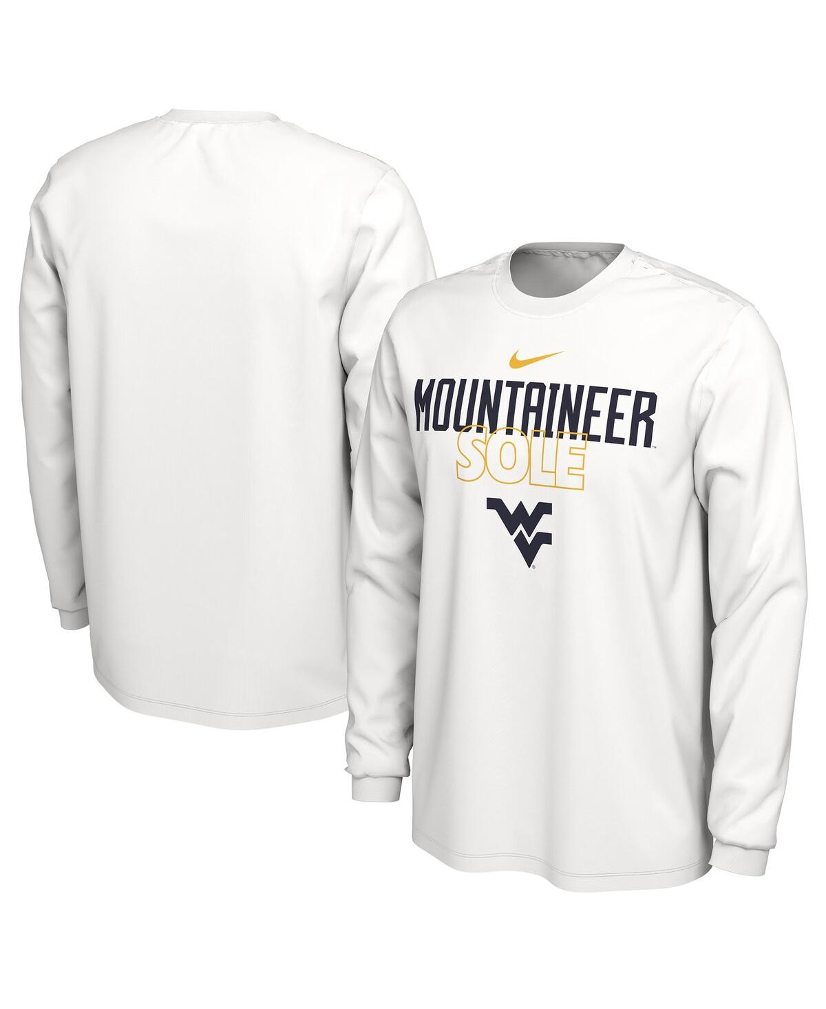 Shop Nike Men's  White West Virginia Mountaineers On Court Long Sleeve T-shirt