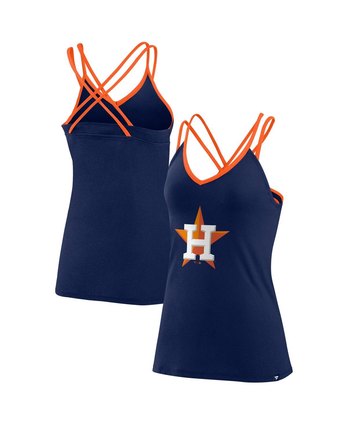 Fanatics Branded Navy Houston Astros Barrel It Up Cross Back V-neck Tank Top In Navy