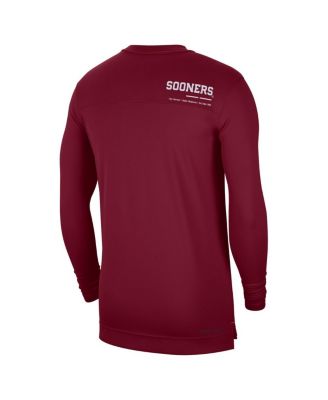 Men's Crimson Oklahoma Sooners 2022 Coach Performance Long Sleeve V-Neck T-shirt