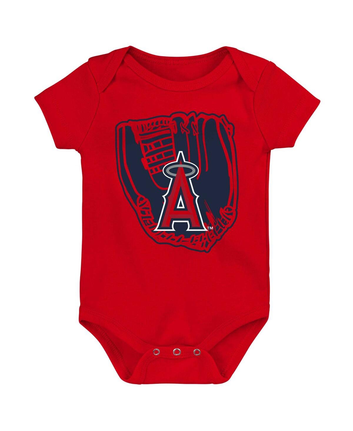 Shop Outerstuff Newborn And Infant Boys And Girls Navy, Red, White Los Angeles Angels Minor League Player Three-pack In Navy,red,white