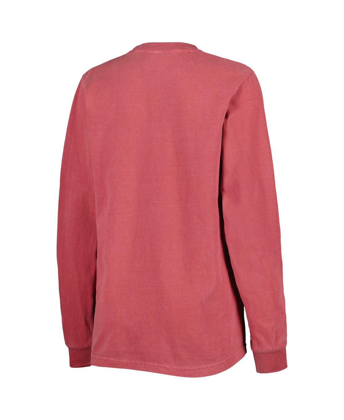 Shop Soft As A Grape Women's  Red Washington Nationals Team Pigment Dye Long Sleeve T-shirt
