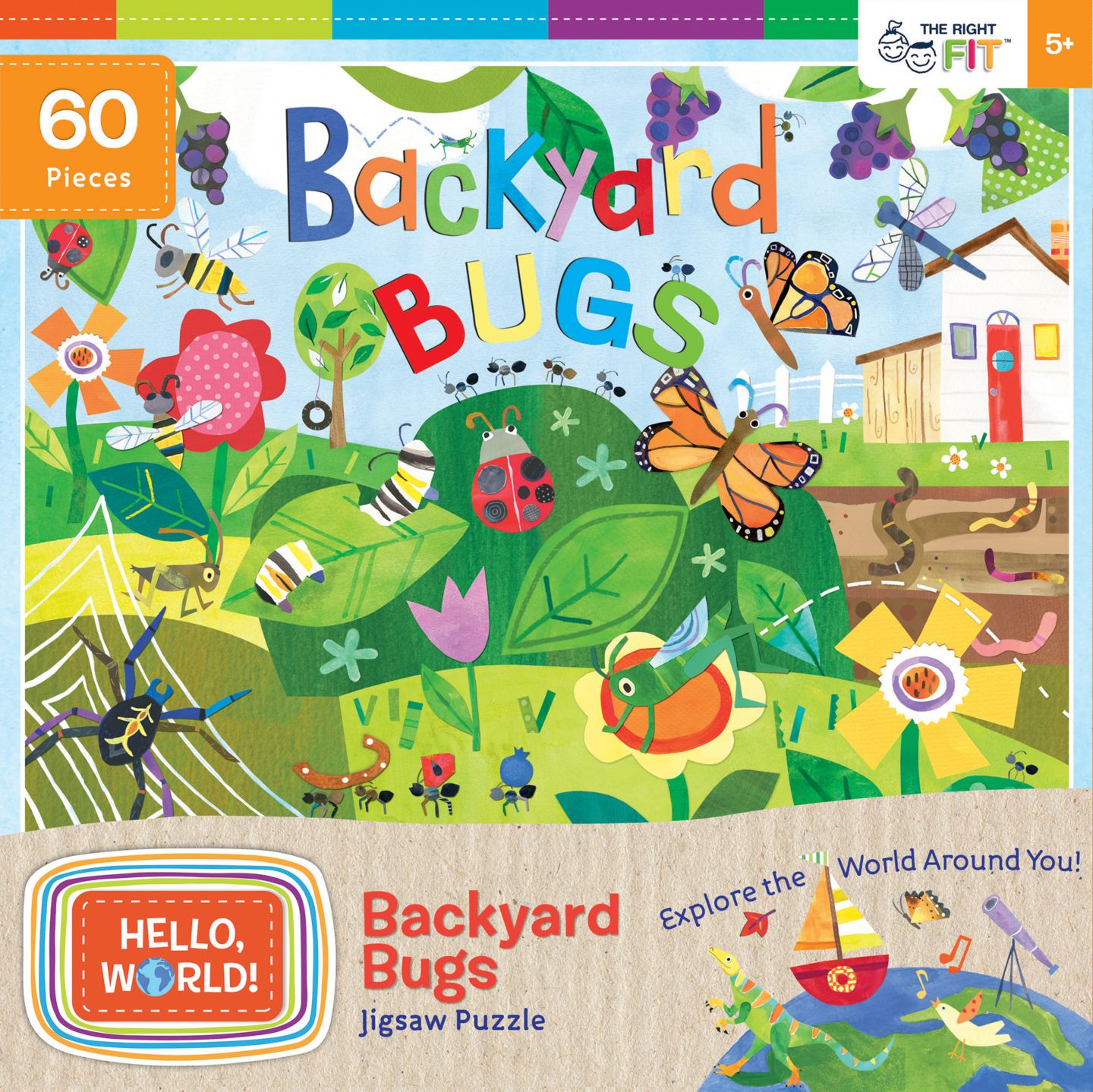 Детская игрушка MasterPieces Puzzles Hello, World! - Backyard Bugs 60 Piece Jigsaw Puzzle — фото 1