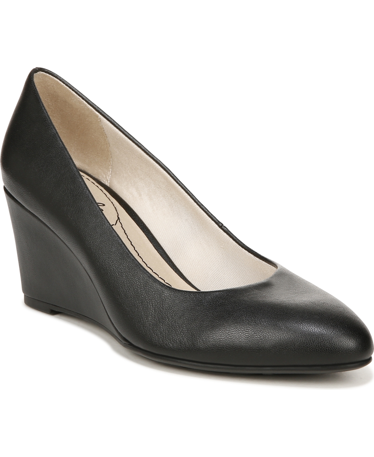 Shop Lifestride Gio Wedge Pumps In Black Faux Leather
