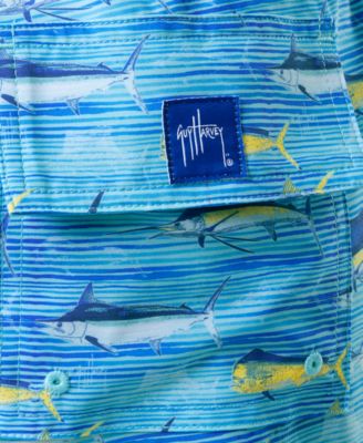 Men's Scribble Fish Drawstring 7" Surf Shorts