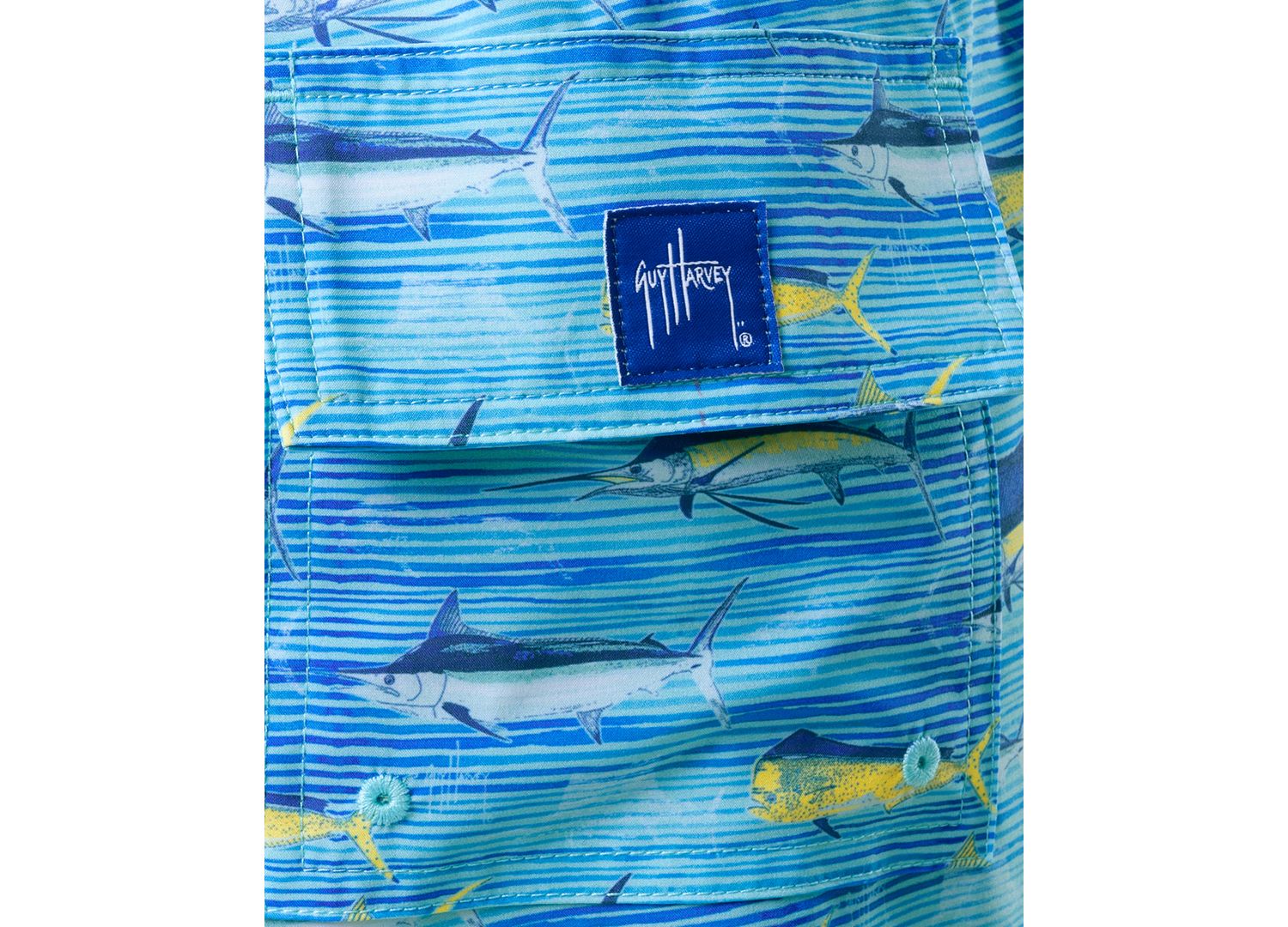 Men's Scribble Fish Drawstring 7" Surf Shorts