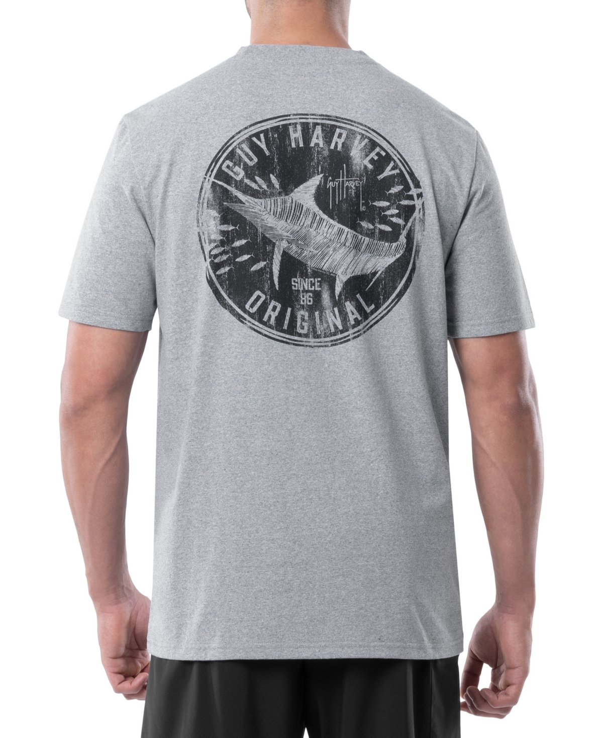 Guy Harvey Men's Short Sleeve Crewneck T-shirt In Light Grey Heather
