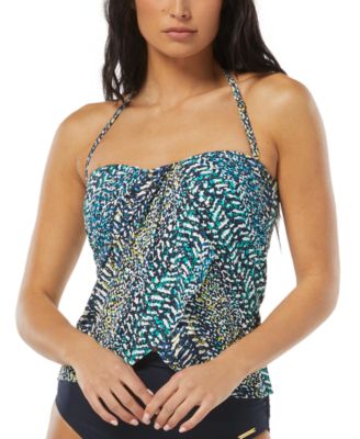 Vince Camuto - Womens's Printed Draped Tankini Top