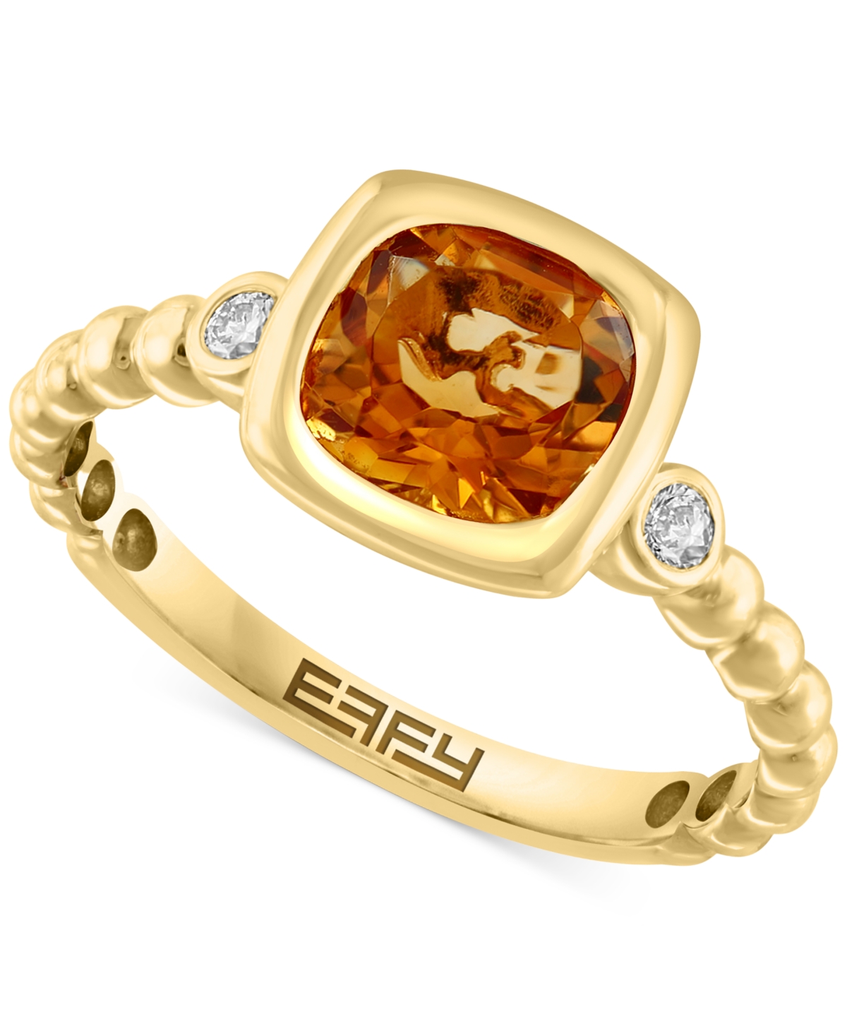 Effy Collection Effy Citrine (1-1/4 Ct. T.w.) & White Topaz (1/10 Ct. T.w.) Ring In 14k Gold-plated Sterling Silver In K Yellow