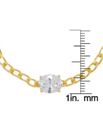 Cubic Zirconia Oval Chain Link Bracelet in 14K Gold Plated