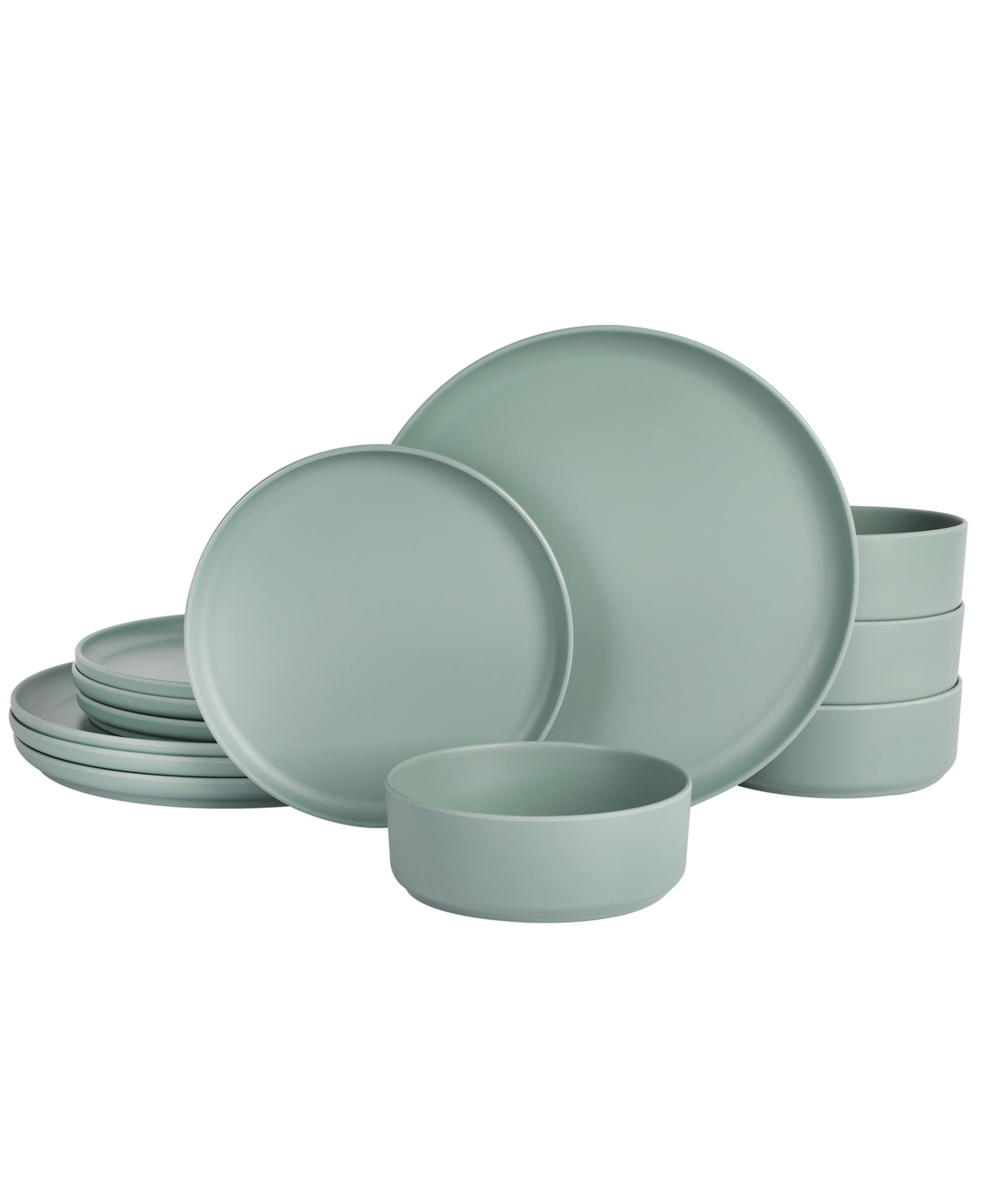 Canyon Crest Stackable Matte Melamine 12 Piece Set, Service for 4 - Yellow Gold
