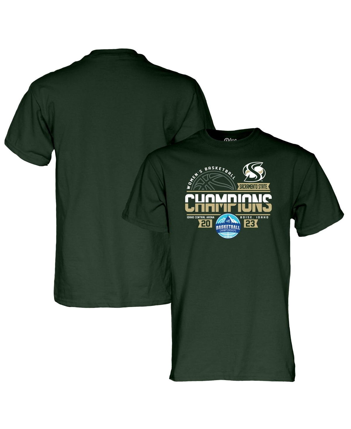 Men's Blue 84 Green Sacramento State Hornets 2023 Big Sky Women's Basketball Conference Tournament Champions T-shirt - Green