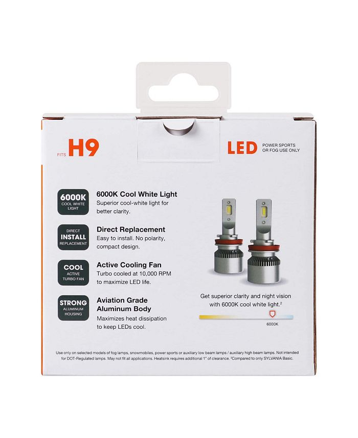 Sylvania H9 LED Powersport Headlight Bulbs for Off-Road Use or Fog ...